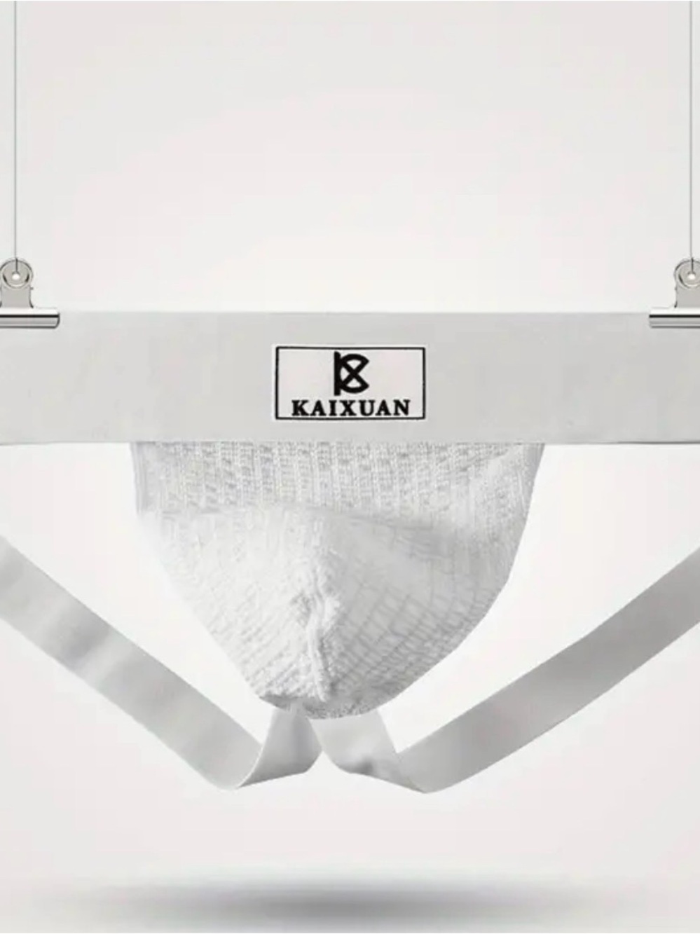 KAIXUAN Men's White Jock Brief - Supportive Knit Pouch